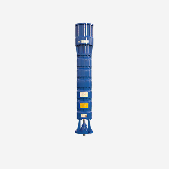 پمپ شناور چند طبقه پمپیران به صورت عمودی به رنگ آبی